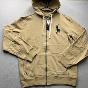 Polo Ralph Lauren Big Pony Zip Hoodie 2XL NWT Tan Black Pony Same Day Ship